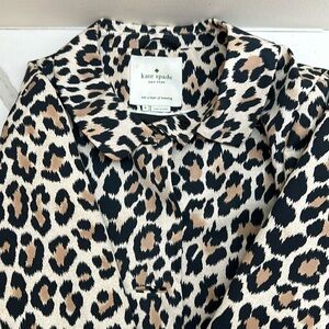 Preloved Kate Spade Franny Leopard Print Silk Blend Topper Trench Coat
